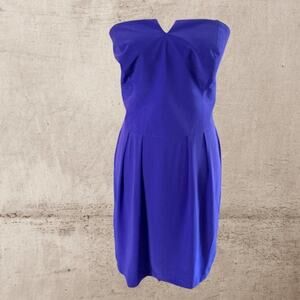 Amanda Uprichard Silk vibrant blue strapless short dress. NEW with Tag! Size L‎